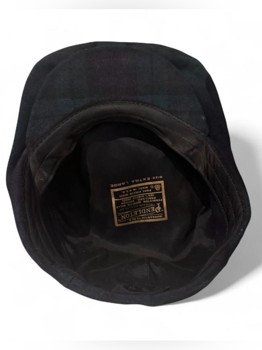 Vintage Pendleton Men’s Plaid Wool Flat Cabbie Hat Extra Large Made In USA - Picture 5 of 9